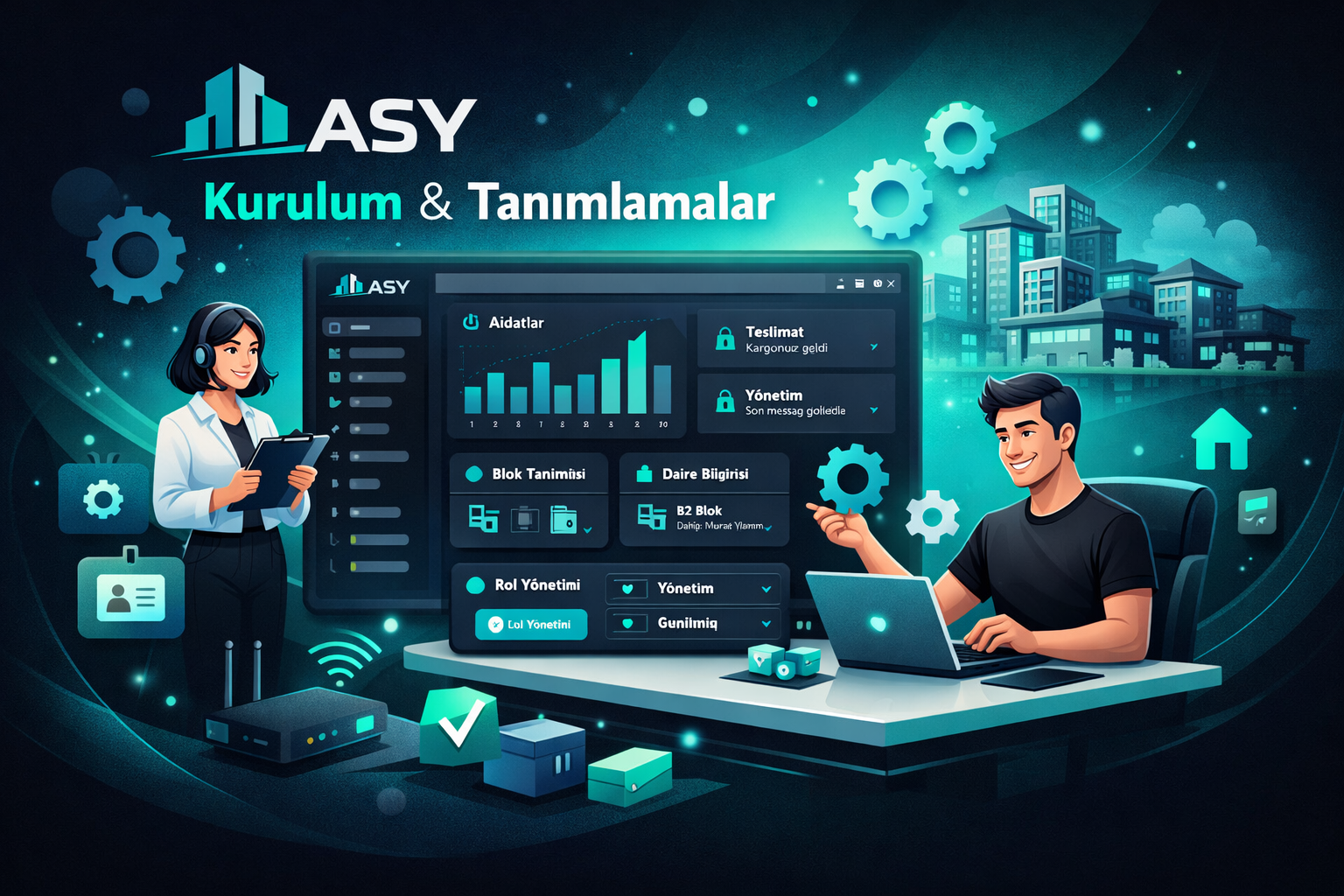 Kurulum ve blok–daire tanımlama ekranı