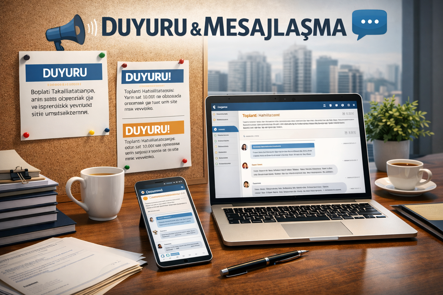 Duyuru ve mesajlaşma ekran görüntüsü